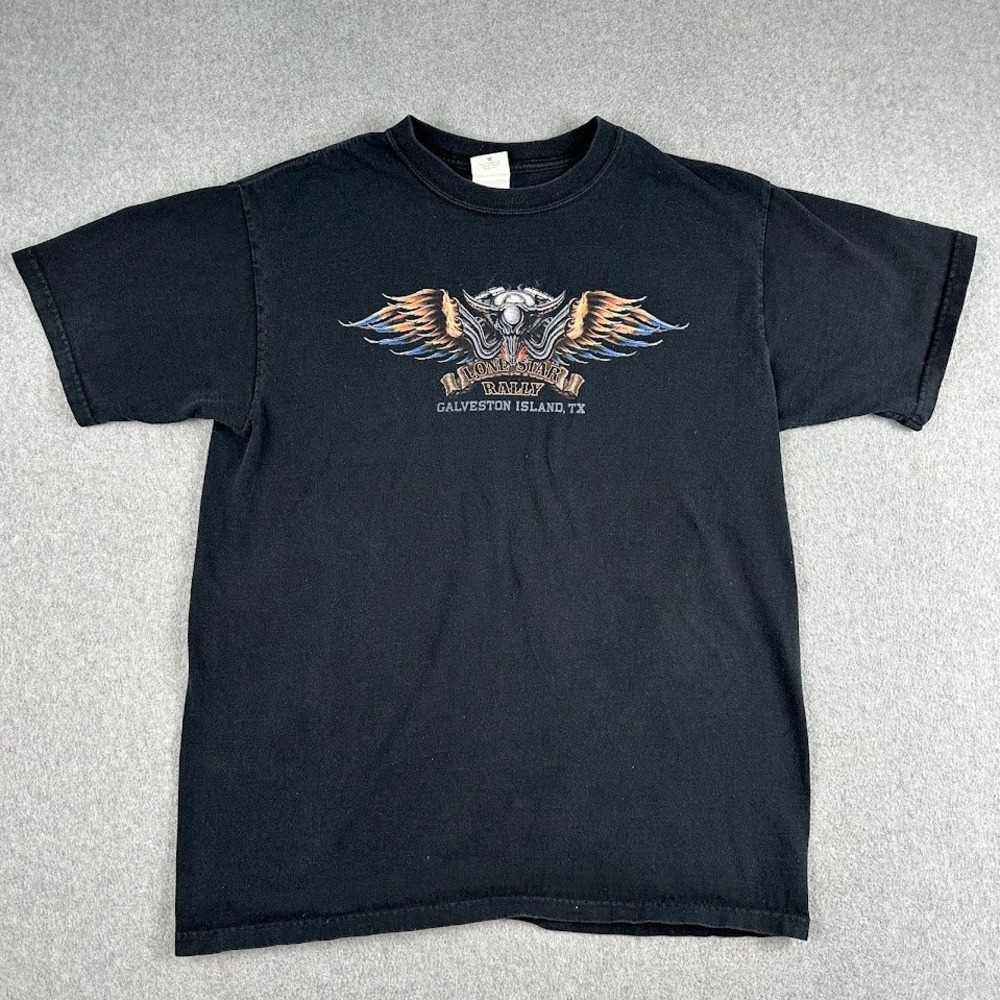 Vintage 2006 Lone‎ Star Rally Galveston Island TX Biker T-Shirt Mens Large Black